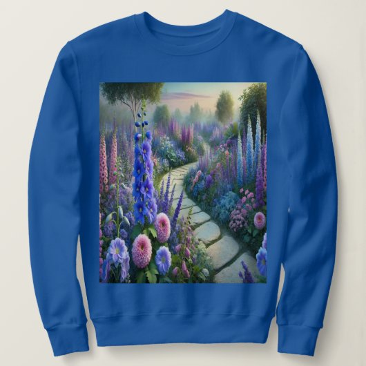 Flower Garden Path Blauw Sweatshirt (Design voorkant)
