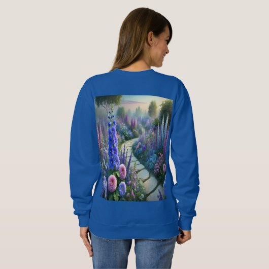Flower Garden Path Blauw Sweatshirt (Achterkant volledig)