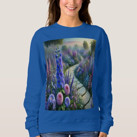 Flower Garden Path Blauw Sweatshirt (Voorkant)