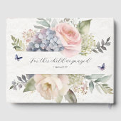 Flower Garden Roze Rose Blue Hydrangea Baby shower Gastenboek (Achterkant)