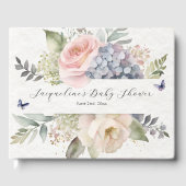 Flower Garden Roze Rose Blue Hydrangea Baby shower Gastenboek (Voorkant)