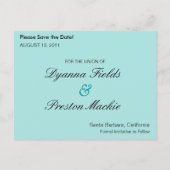 Flower Garden Save the Date Briefkaart (turquoise) (Achterkant)