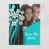 Flower Garden Save the Date Briefkaart (turquoise) (Voorkant)