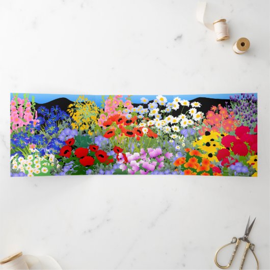 Flower Garden Tri-Fold Blank Card Drieluik Kaart (Binnen)