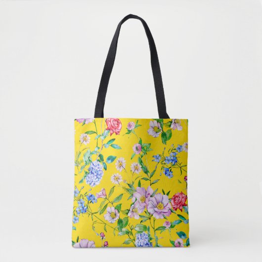 Flower garden watercolor illustration patternpatte tote bag (Voorkant)
