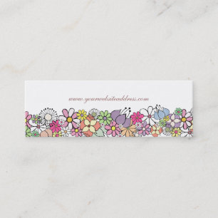 Flower Garden White Skinny Business Profile Card Mini Visitekaartje