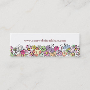 Flower Garden White Skinny Business Profile Card Mini Visitekaartje