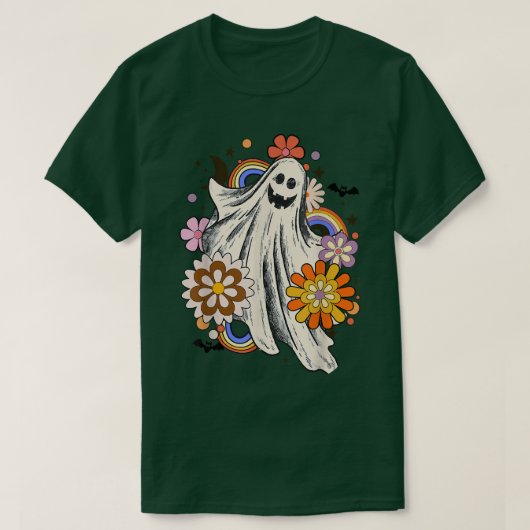 Flower Ghost Halloween, Spooky Halloween Ma, Cute T-shirt (Design voorkant)