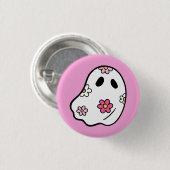Flower Ghost Ronde Button 3,2 Cm (Voorkant /achterkant)