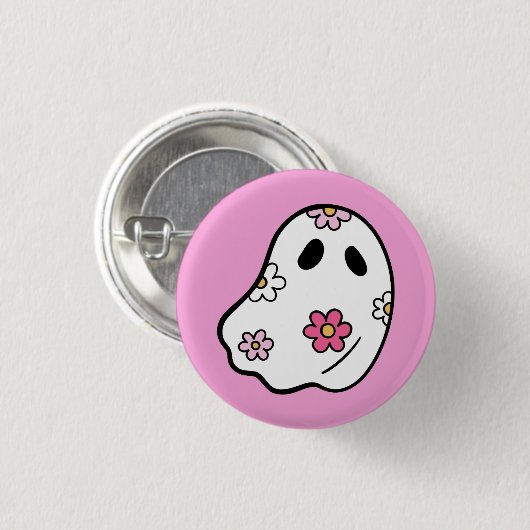 Flower Ghost Ronde Button 3,2 Cm (Voorkant /achterkant)