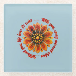 FLOWER GIFT MOM DAUGHTER SISTER TEACHER FRIEND GLAZEN ONDERZETTER