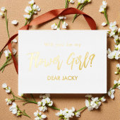 Flower Girl Gold White  Folie Uitnodiging
