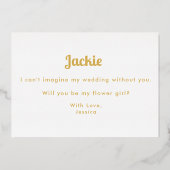Flower Girl Gold White  Folie Uitnodiging (Achterkant)