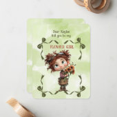 Flower Girl Invitation Floral Brown Watercolor Notitiekaartje (Voorkant / Achterkant in situ)