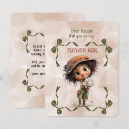 Flower Girl Invitation Floral Brown Watercolor Notitiekaartje