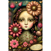 Flower girl & postcard v2 vintage tissue paper