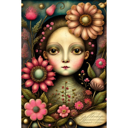 Flower girl & postcard v2 vintage tissue paper tissuepapier