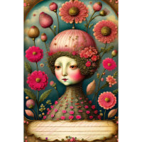 Flower girl & postcard v3 vintage tissue paper