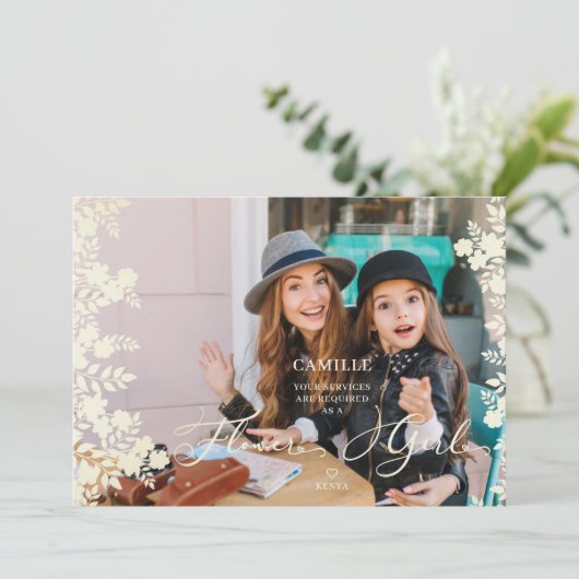 Flower Girl Proposal Botanical Frame Photo (Staand voorkant)