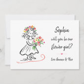 Flower Girl Proposal Chic Hand Drawn Illustration Kaart (Voorkant)