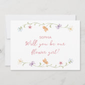 Flower Girl Proposal Watercolor Floral Simple Kaart (Voorkant)
