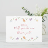 Flower Girl Proposal Watercolor Floral Simple Kaart (Staand voorkant)
