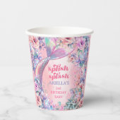Flower Glitter Mermaid Tail 2nd Birthday Papieren Bekers (Voorkant)