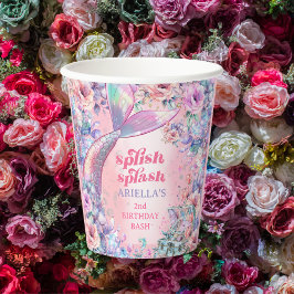Flower Glitter Mermaid Tail 2nd Birthday Papieren Bekers