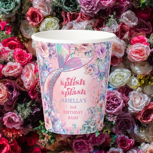 Flower Glitter Mermaid Tail 2nd Birthday Papieren Bekers