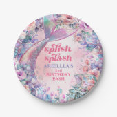 Flower Glitter Mermaid Tail 2nd Birthday Papieren Bordje (Voorkant)