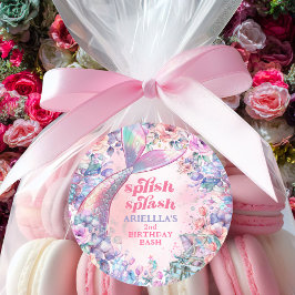 Flower Glitter Mermaid Tail 2nd Birthday Ronde Sticker