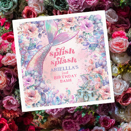 Flower Glitter Mermaid Tail 2nd Birthday Servet