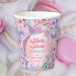 Flower Glitter Mermaid Tail 3rd Birthday Papieren Bekers