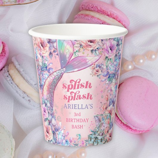 Flower Glitter Mermaid Tail 3rd Birthday Papieren Bekers