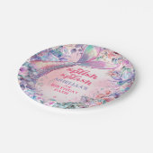 Flower Glitter Mermaid Tail 3rd Birthday Papieren Bordje (Gekanteld)