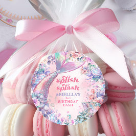 Flower Glitter Mermaid Tail 3rd Birthday Ronde Sticker