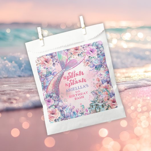 Flower Glitter Mermaid Tail 6th Birthday Bedankzakje