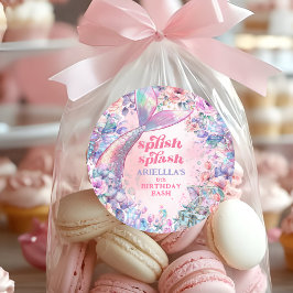 Flower Glitter Mermaid Tail 6th Birthday Ronde Sticker