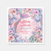Flower Glitter Mermaid Tail 6th Birthday Servet (Voorkant)