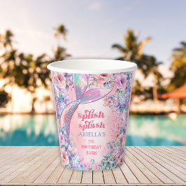 Flower Glitter Mermaid Tail 7th Birthday Papieren Bekers