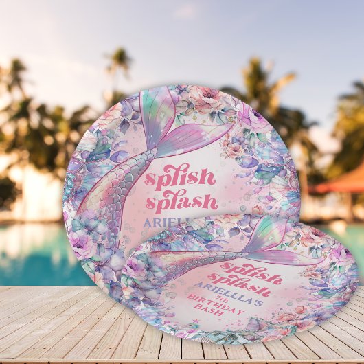 Flower Glitter Mermaid Tail 7th Birthday Papieren Bordje