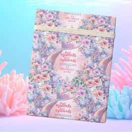 Flower Glitter Mermaid Tail 8th Birthday Cadeaupapier