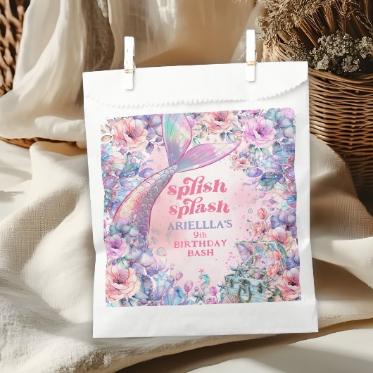 Flower Glitter Mermaid Tail 9th Birthday Bedankzakje