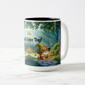 Flower Gnome Ceramic Tweekleurige Koffiemok (Voorkant rechts)