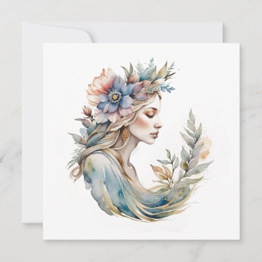Flower Goddess Ostara Spring Equinox Sabbat Feestdagenkaart (Voorkant)