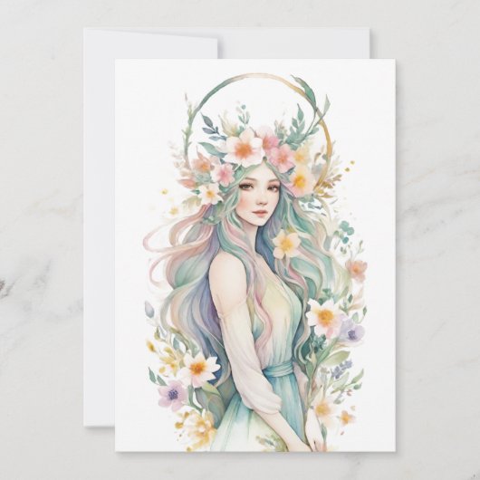 Flower Goddess Ostara Spring Equinox Sabbat Feestdagenkaart (Voorkant)
