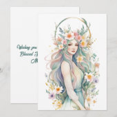 Flower Goddess Ostara Spring Equinox Sabbat Feestdagenkaart (Voorkant / Achterkant)
