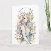 Flower Goddess Ostara Spring Equinox Sabbat Kaart (Voorkant)