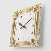 Flower Gold Art Deco Vierkante Klok (Hoek)