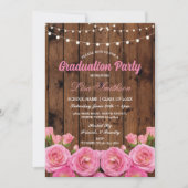 Flower Graduation Party Roze Hout Bloemen Bloemen Kaart (Voorkant)